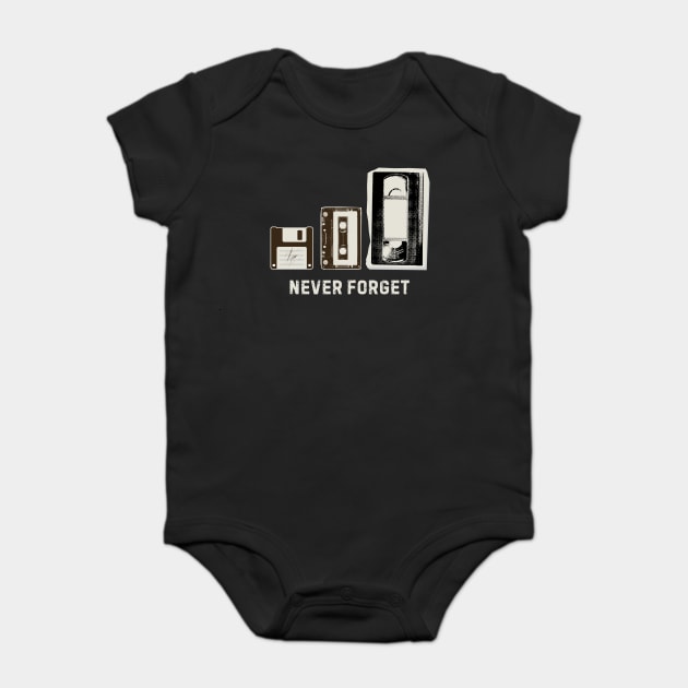 Never Forget | Floppy Disk, Cassette, VHS Tape Baby Bodysuit by The WYLD Tribe